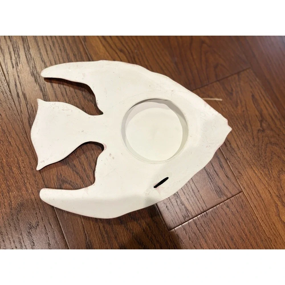 Vintage Tropical Ceramic Angel Fish Splatter Ware Wall Decor 11 Inch Nautical